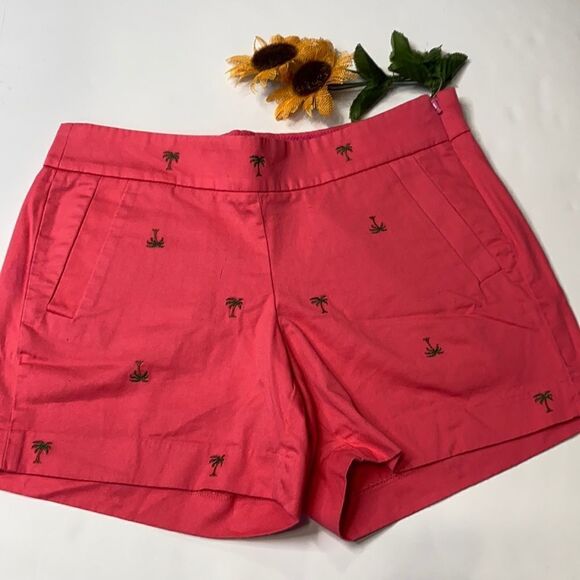 J.Crew  5" Neon Dalia Palm Tree Embroidered Chino Shorts‎ Size 4 - Picture 1 of 8